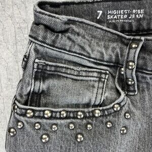 Vintage studded baggy wide leg Women 7/26X27 highest rise Skater Punk Rock Jeans
